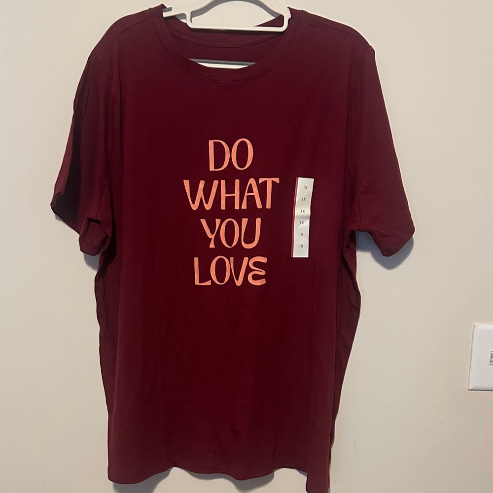 Ava & Viv Burgundy Tee with Orange Text